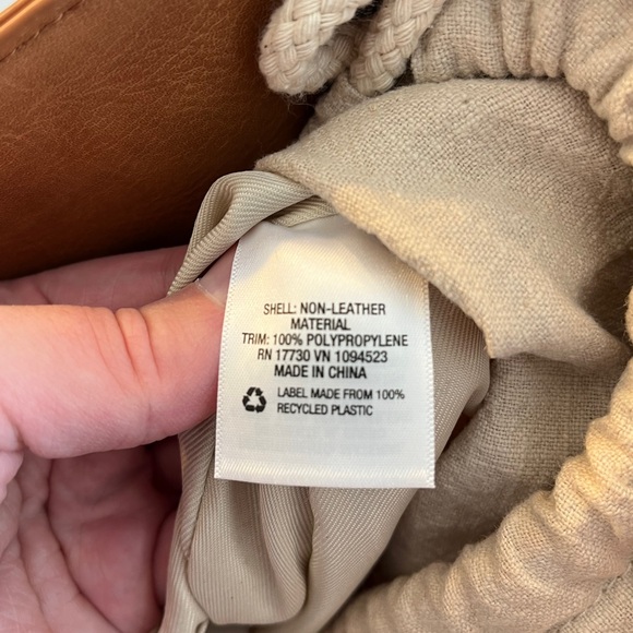 Women’s shoulder bag straw brown tan round handle cinch close universal thread - Picture 11 of 11